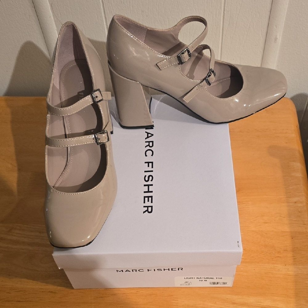 Marc Fisher Women's Taupe Triple Strap Heels